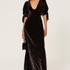 Sea New York Black and Pink Floral Maxi Dress